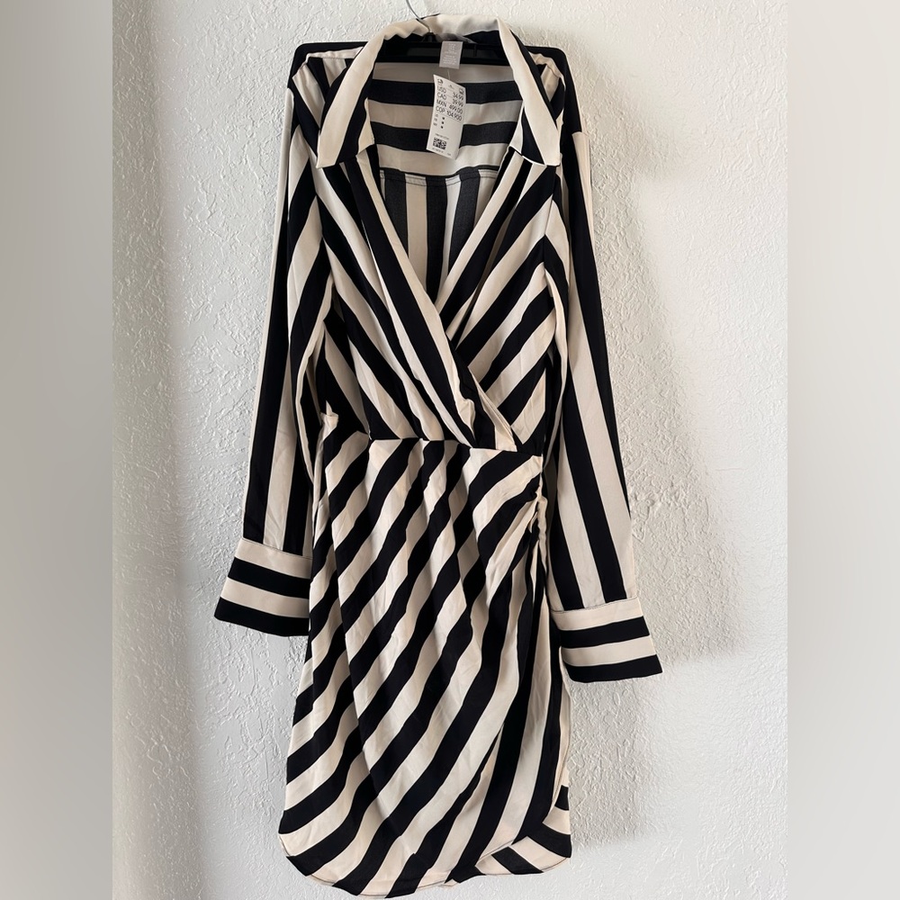 H&M Black and Cream striped dress.